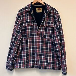 Boston Traders Men's Fleece Lined Red and Blue Plaid Flannel Shirt Jacket